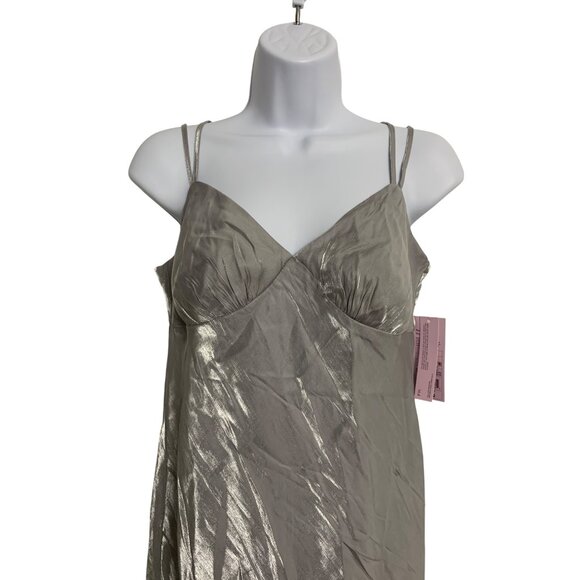 Wild Fable Gray Iridescent Satin Maxi Dress Adjustable Spaghetti Strap Small - Picture 6 of 12